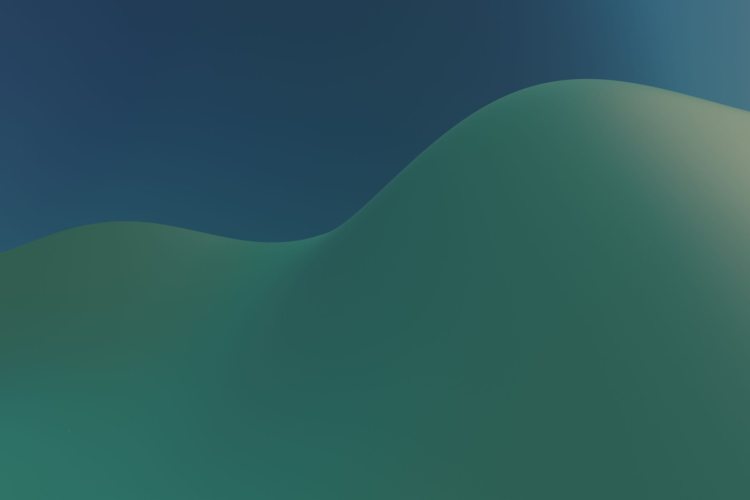 Minimalist abstract image capturing smooth green waves against a dark