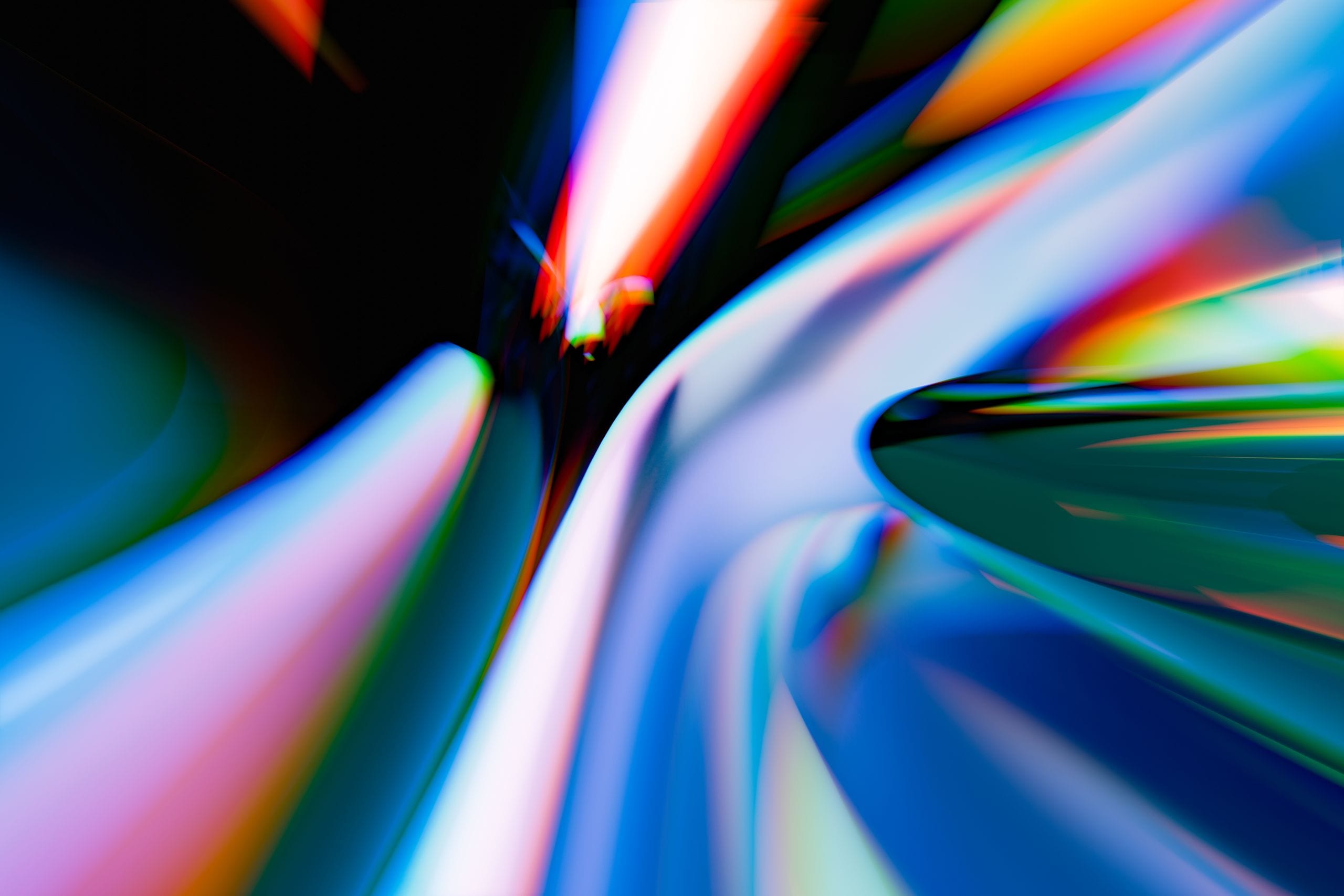 Vibrant abstract image with dynamic light trails and colorful gradient
