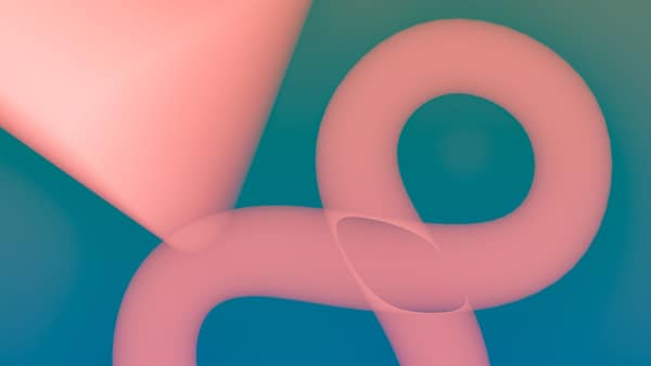 Abstract pink and blue shapes creating a digital art composition.