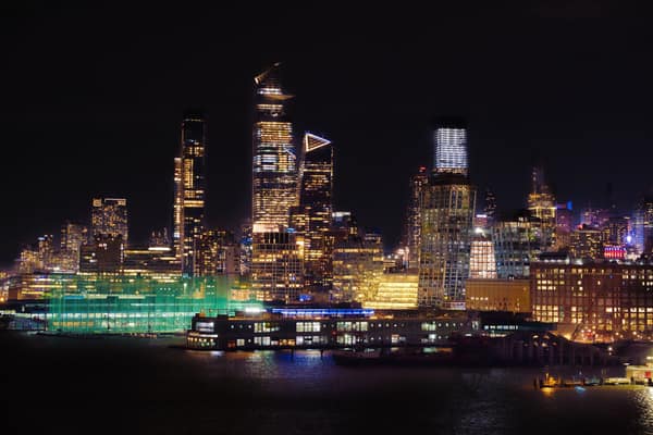 Captivating night cityscape of New York City with illuminated skyscrap